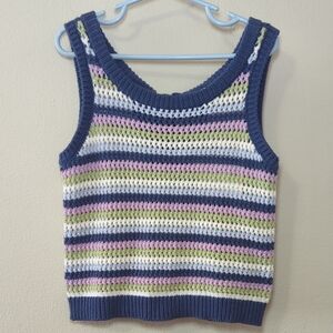 Design History Blue Wave Crochet Tank Top New with Tags Girls Size Small